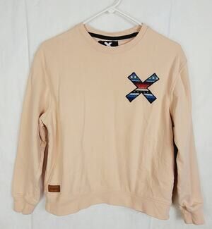 Blue Banana pink embroidered  X sweatshirt size small Organic Gorpcore Granola